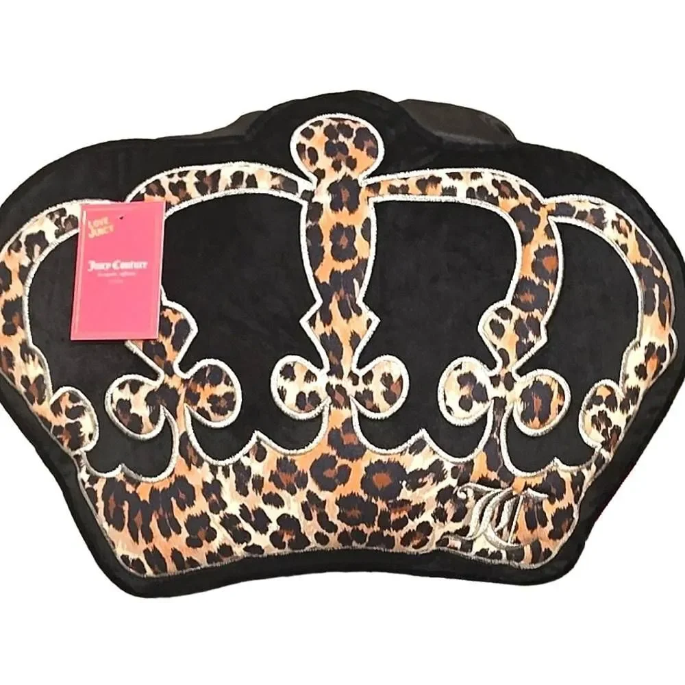 Juicy Couture Home Leopord Print Crown Decorative Accent Pillow